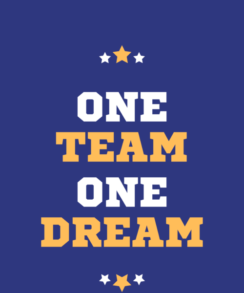 Blue Yellow Star Bold Team Spirit and Team Slogans Sports T-Shirt